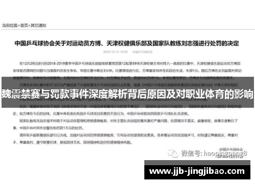 魏震禁赛与罚款事件深度解析背后原因及对职业体育的影响